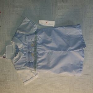 Petit Ami 9M Baby Romper Embroidered Smocked Bunny Easter Blue Preppy Classic